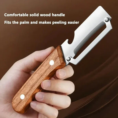 5-in-1 Peeler - Comfortable Wood Handle in Hand