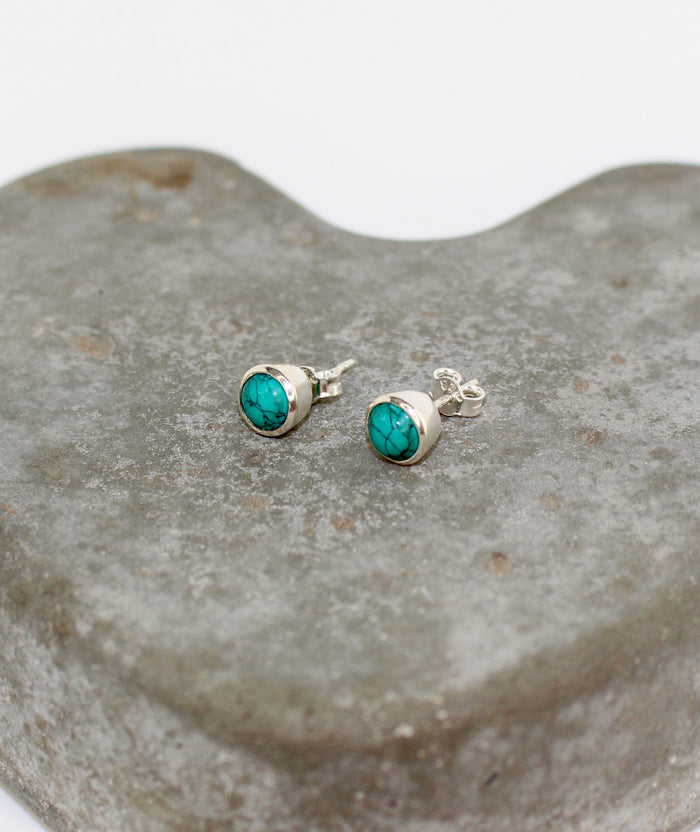 December Turquoise Birthstone Studs - St Silver