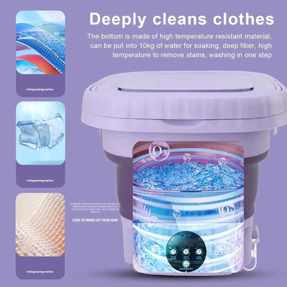 8L Portable Folding Washing Machine Bucket for Clothes Socks Underwear