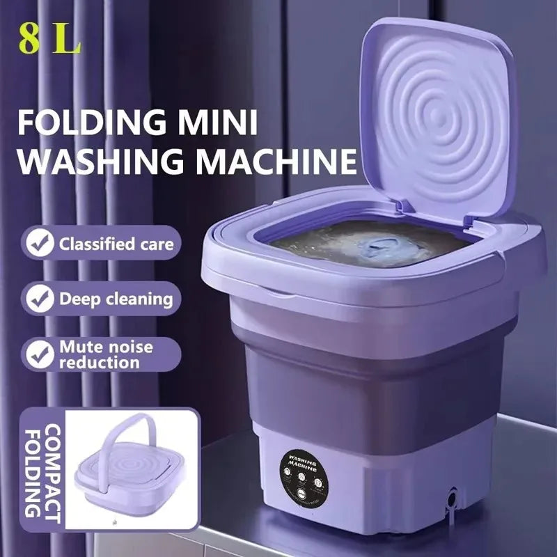 8L Portable Folding Washing Machine Bucket for Clothes Socks Underwear
