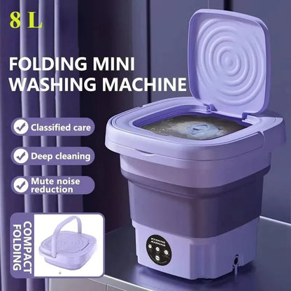 8L Portable Folding Washing Machine Bucket for Clothes Socks Underwear