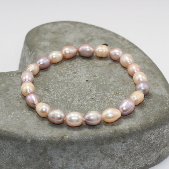 Peach and mauve pearl bracelet