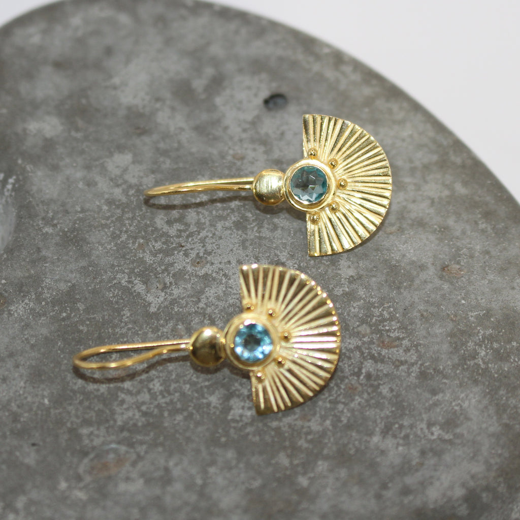 Blue topaz fan earrings