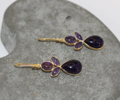 Angel amethyst drops Sterlign silver gold plated