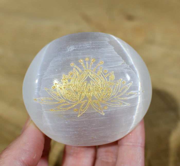 Lotus Selenite Palm stone