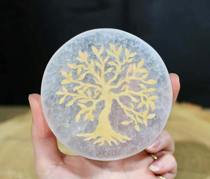 Tree of life Selenite Plate