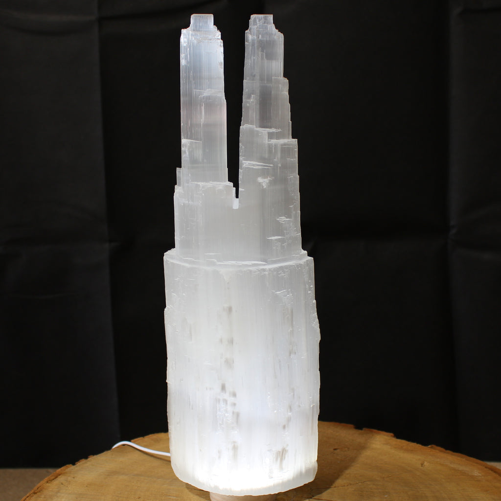 Twin top Selenite Lamp 40cm