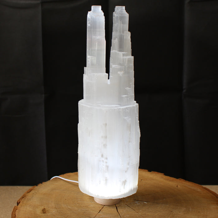 Twin top Selenite Lamp 40cm