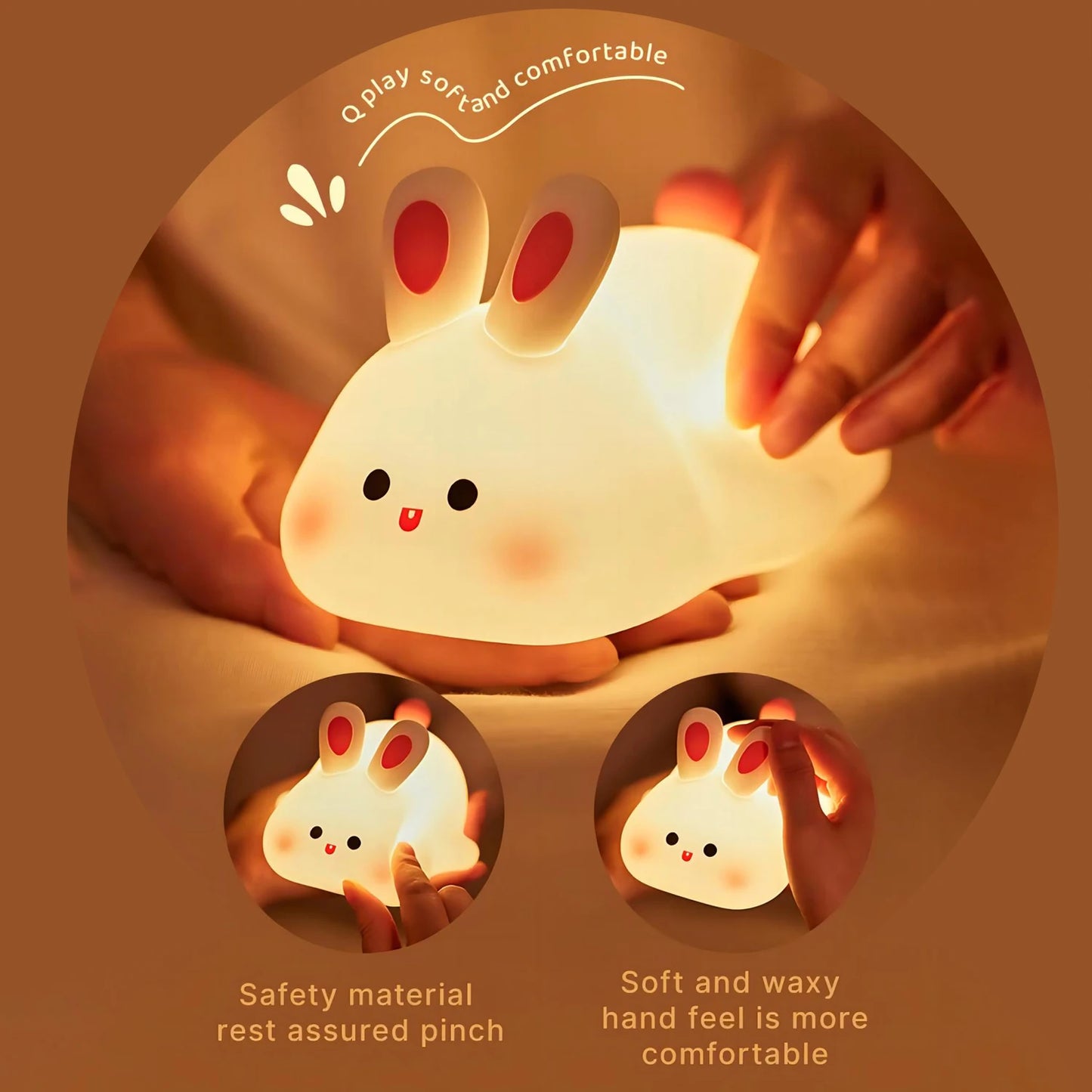 Panda LED Night Light Cute Silicone Night Light USB Rechargeable Touch Night Lamp Bedroom Timing Lamp Decoration Children's Gift