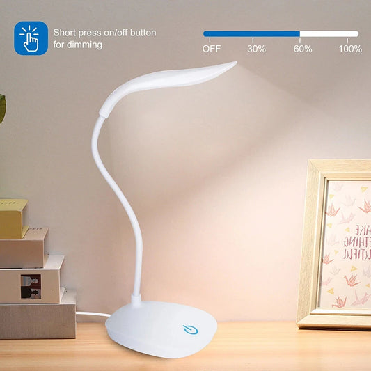 LED Desk Lamp Eye Protection Night Light Touch Dimmable Reading Lamp USB Plug For Office Desk Student Dormitory Bedroom Reading