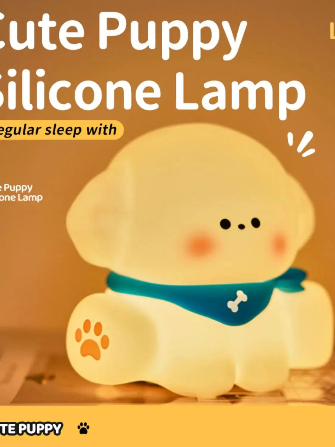 Cartoon Puppy Shaped Silicone Night Lamp, USB Charging Soft Glow Nightlight, Portable Touch Control Dog LED Light, Indoor Room D