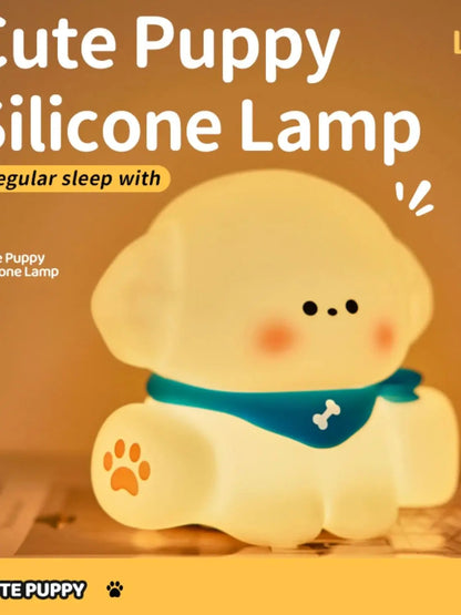 Cartoon Puppy Shaped Silicone Night Lamp, USB Charging Soft Glow Nightlight, Portable Touch Control Dog LED Light, Indoor Room D