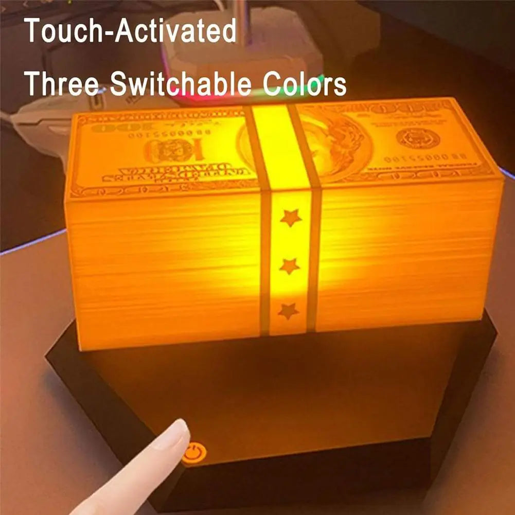 Magnetic Levitation Game Cash Lamp 360° Rotating Floating Money Stack with 3 Color Modes Touch Base, USB Powered Mini GTA Style
