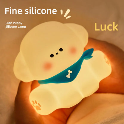 Cartoon Puppy Shaped Silicone Night Lamp, USB Charging Soft Glow Nightlight, Portable Touch Control Dog LED Light, Indoor Room D
