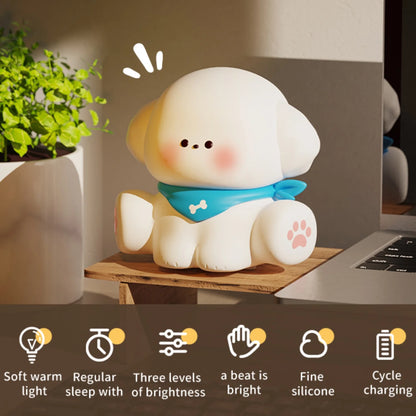 Cartoon Puppy Shaped Silicone Night Lamp, USB Charging Soft Glow Nightlight, Portable Touch Control Dog LED Light, Indoor Room D