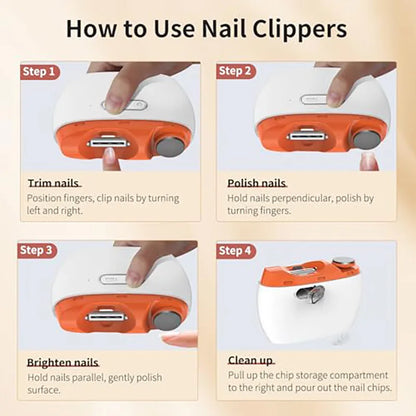 2026 Upgraded 3-in-1 Electric Nail Clipper & Polisher – Automatic Nail Trimmer with LED Light, 2-Speed, USB Rechargeable