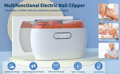 2026 Upgraded 3-in-1 Electric Nail Clipper & Polisher – Automatic Nail Trimmer with LED Light, 2-Speed, USB Rechargeable