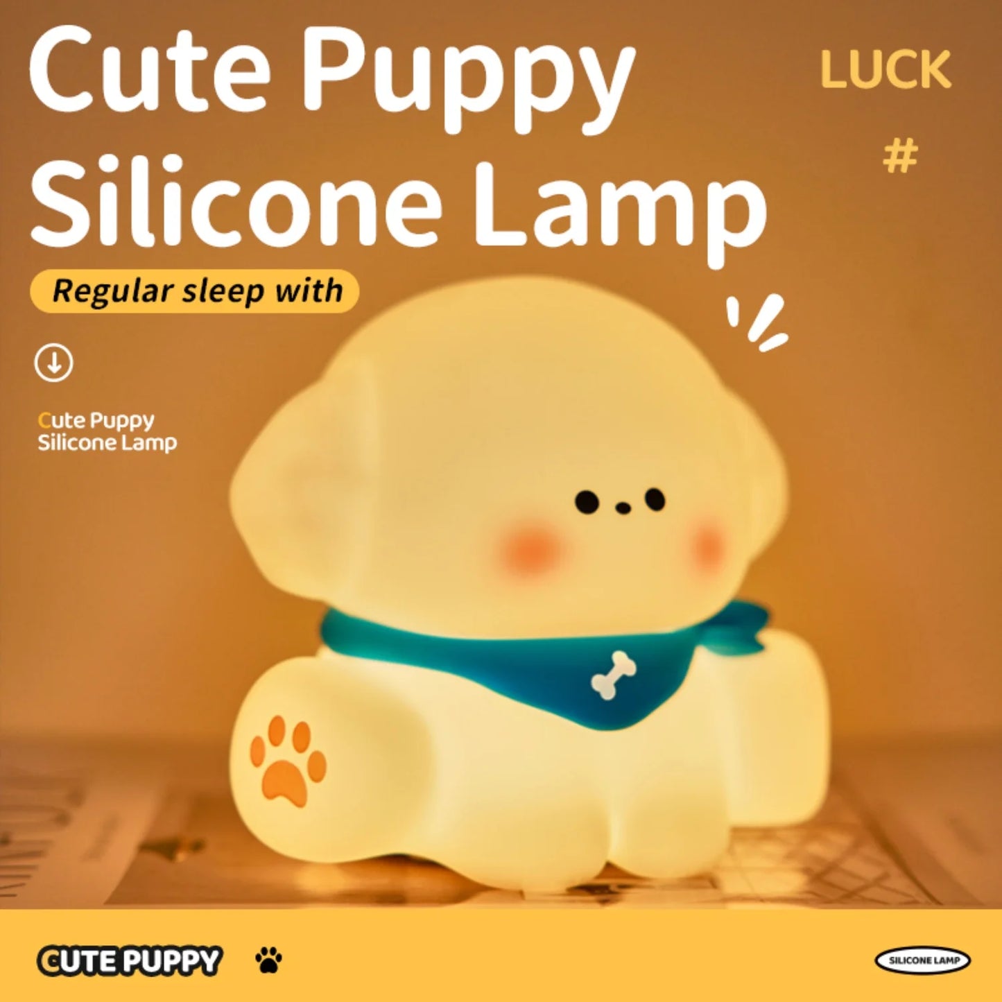 Cartoon Puppy Shaped Silicone Night Lamp, USB Charging Soft Glow Nightlight, Portable Touch Control Dog LED Light, Indoor Room D
