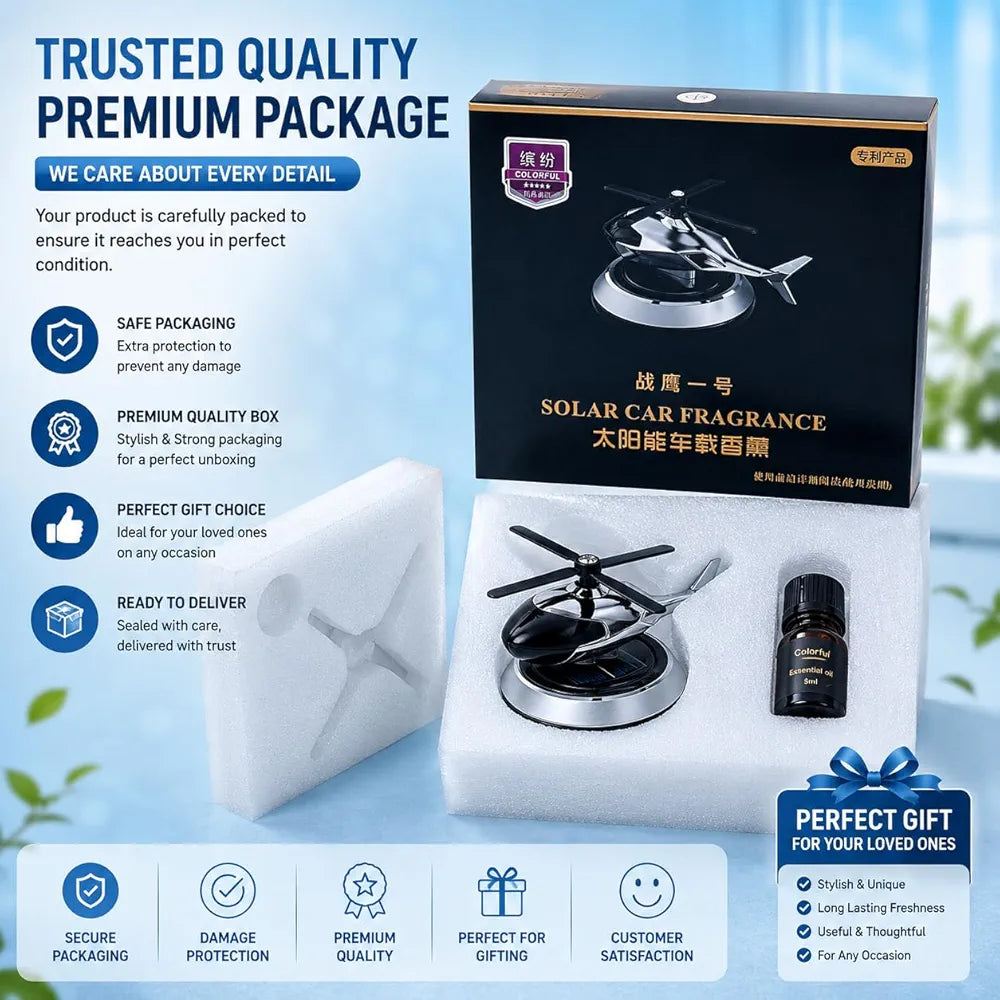 Solar Powered Rotating Helicopter Car Air Freshener / Perfume