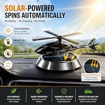 Solar Powered Rotating Helicopter Car Air Freshener / Perfume