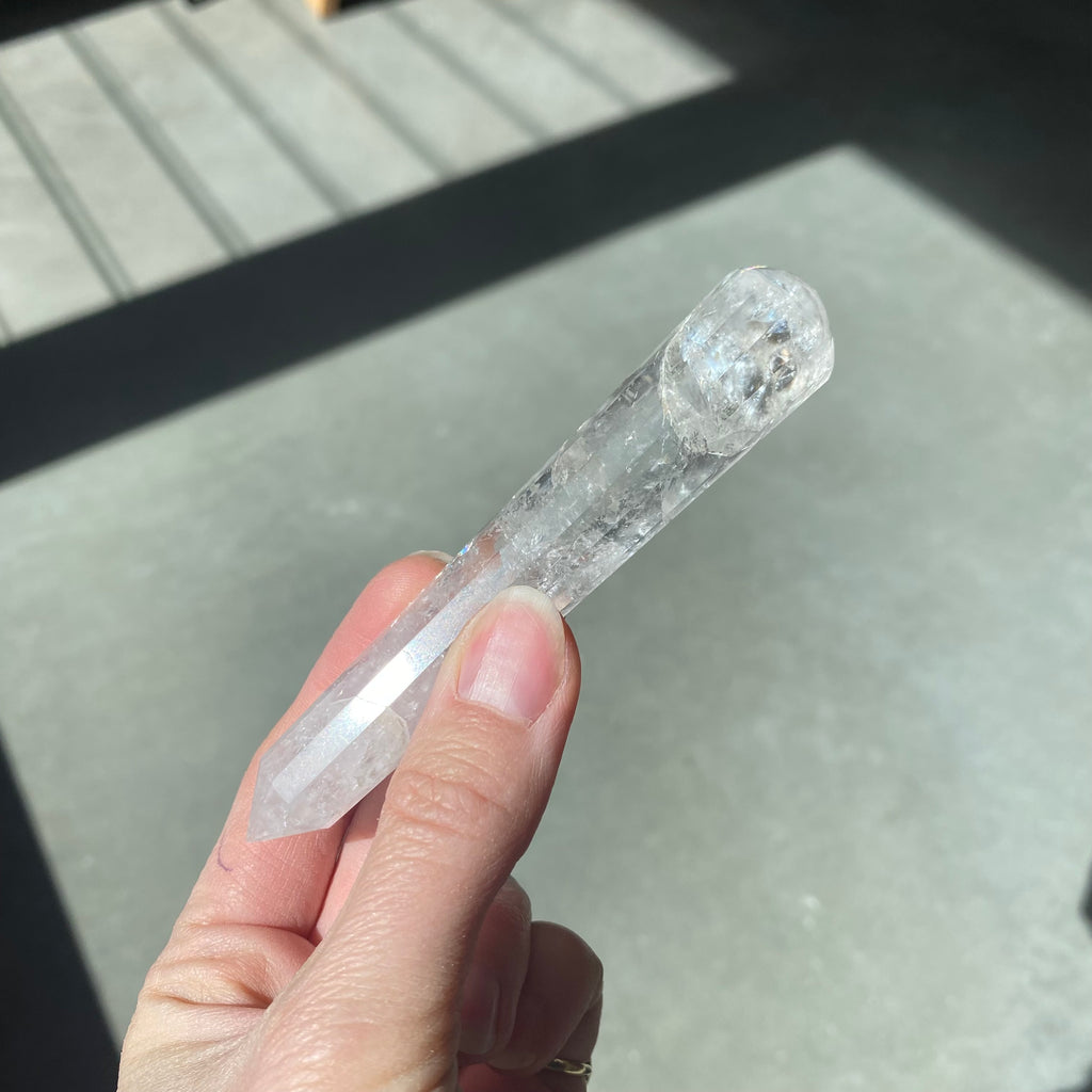 Clear quartz massage wand faceted