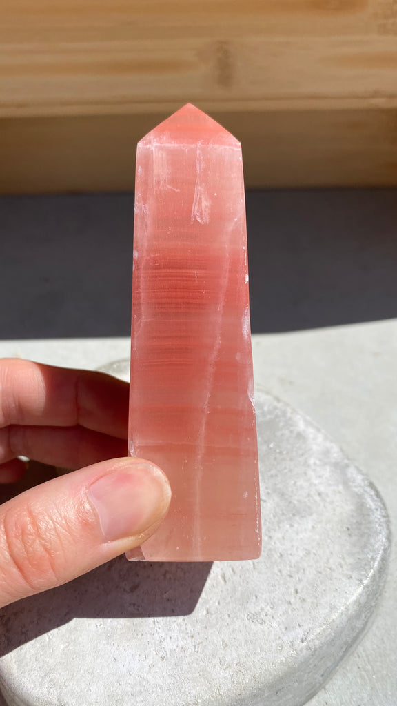 Rose calcite tower