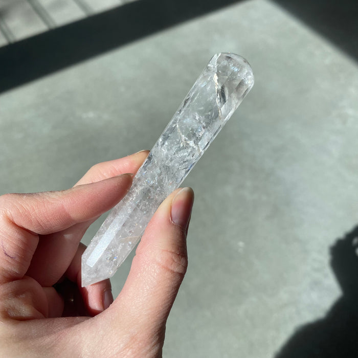 Clear quartz massage wand faceted