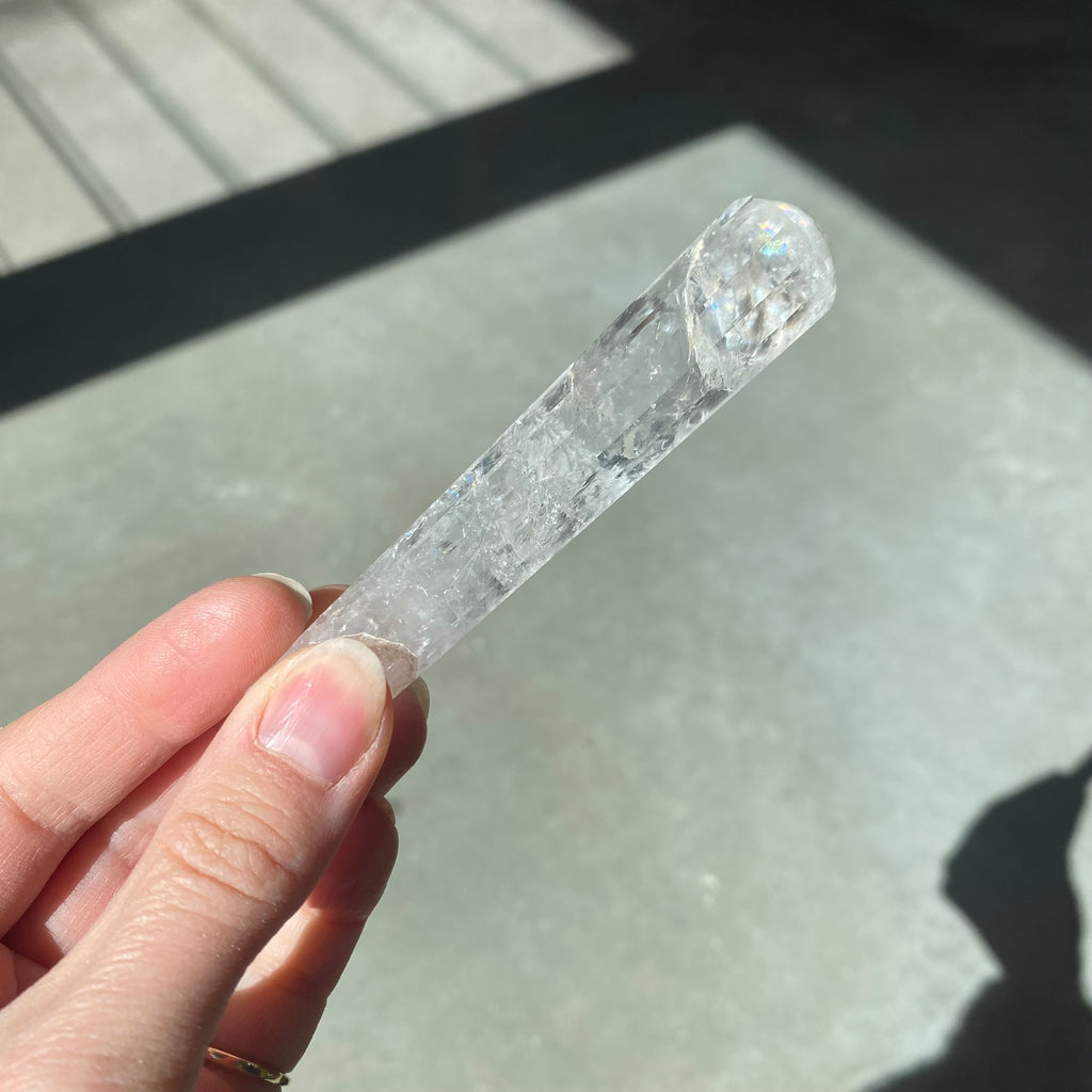 Clear quartz massage wand faceted