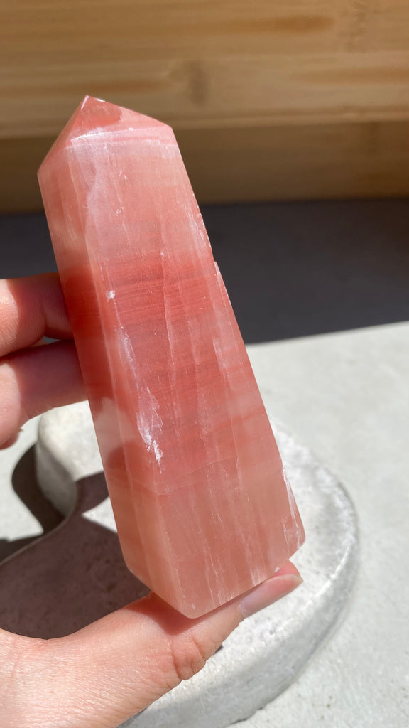 Rose calcite tower