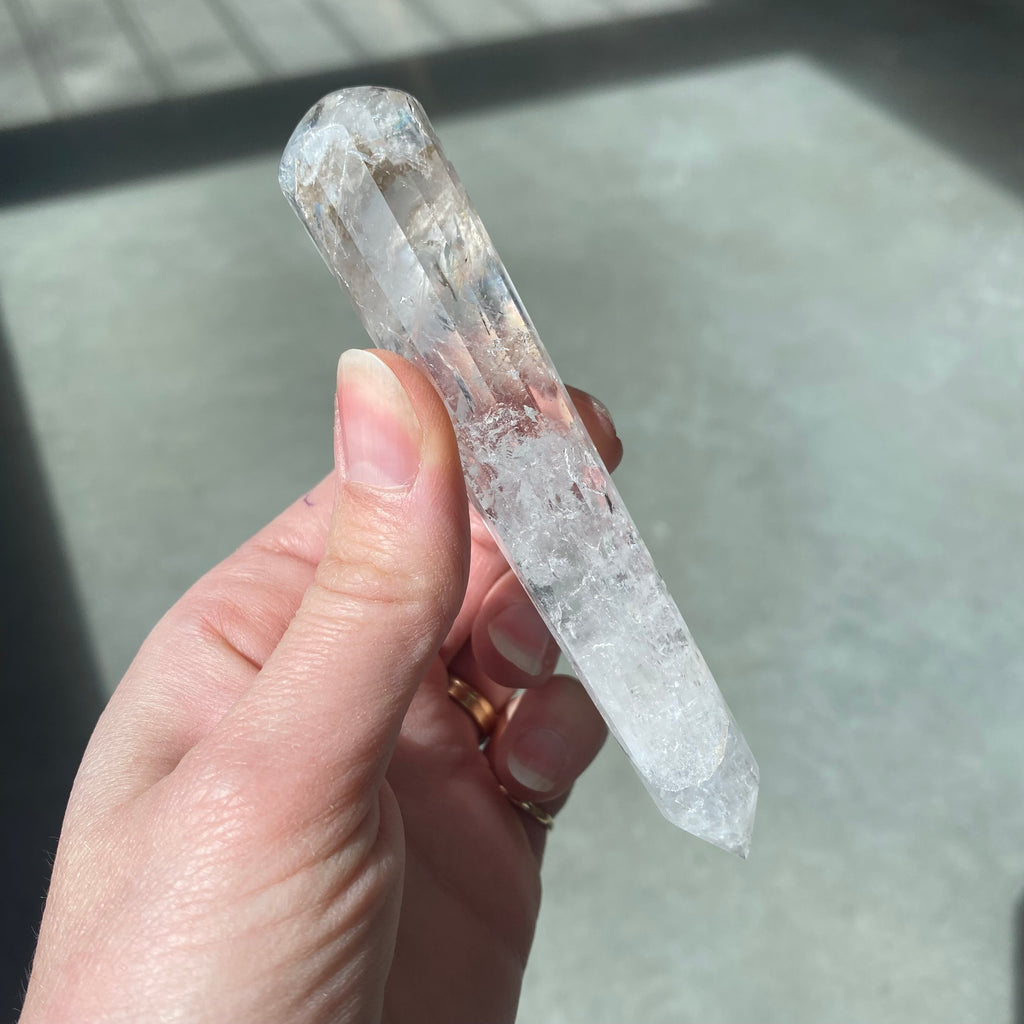 Clear quartz massage wand faceted