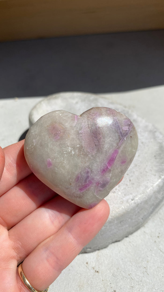 Pink tourmaline quartz puff heart