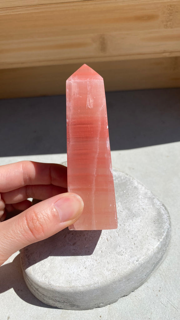 Rose calcite tower